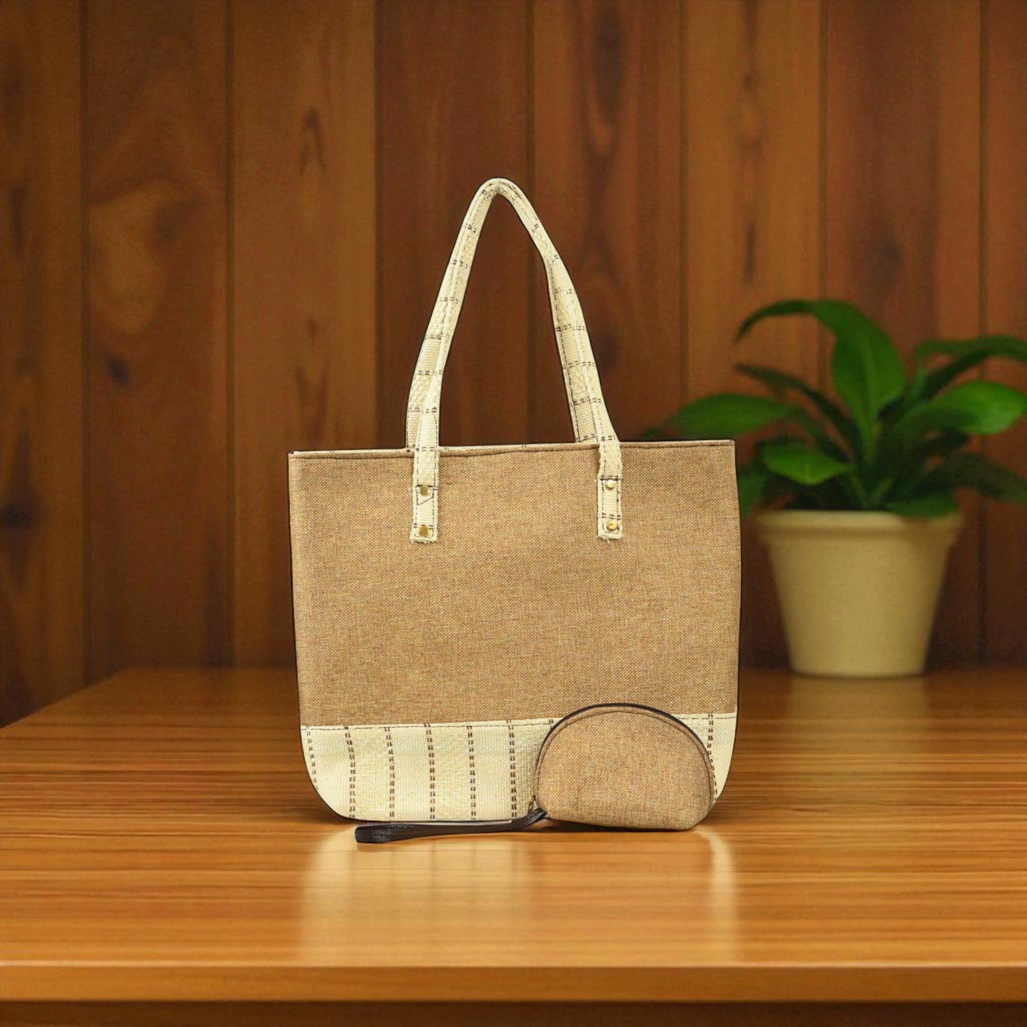 Stylish Premium Jute Shoulder Bags With Coin Pouch
