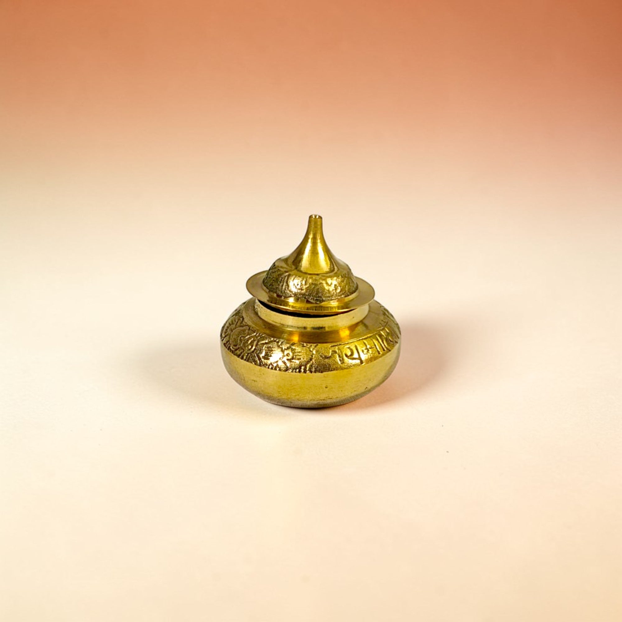 Brass Handcrafted Pooja Sindoor Pot with Lid