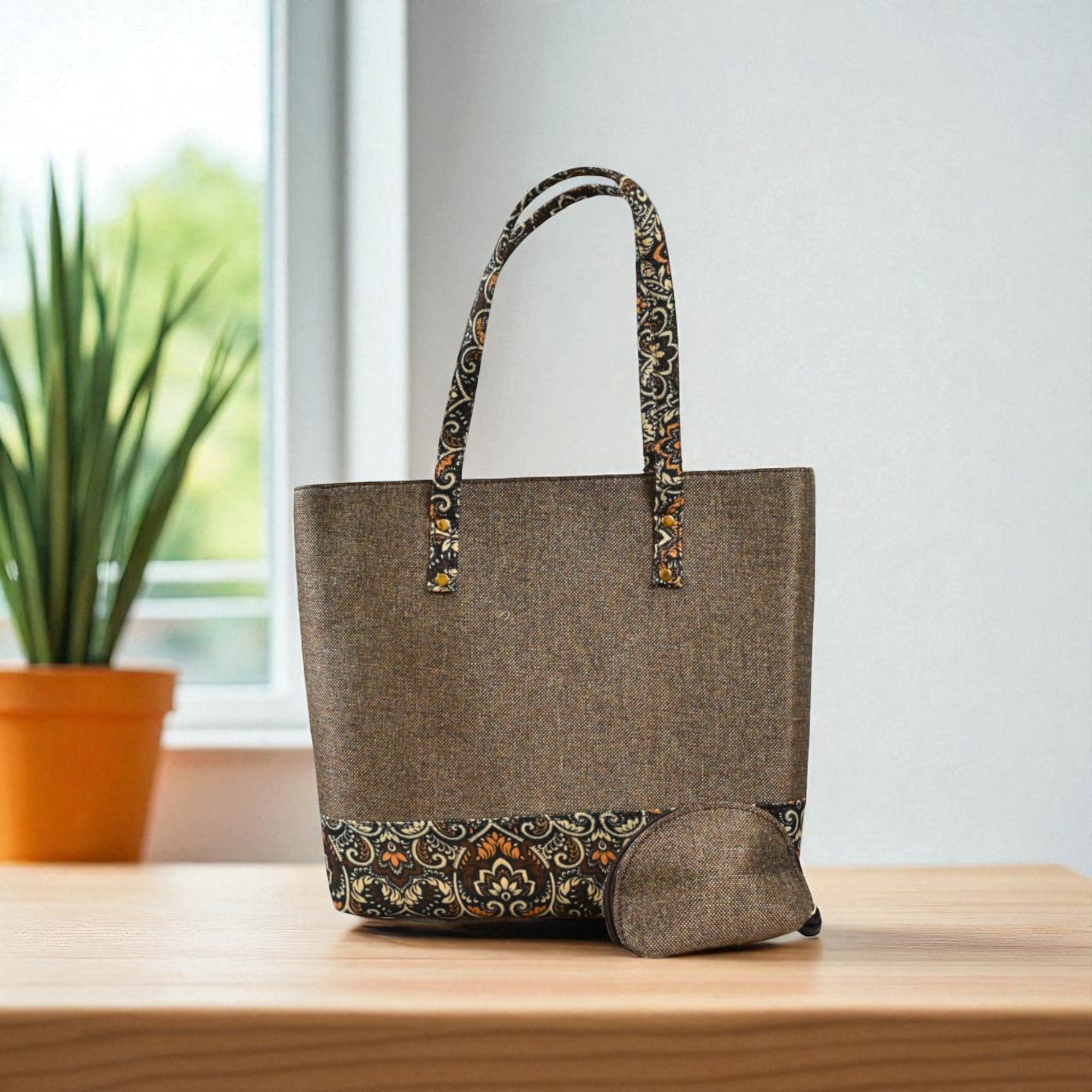 Stylish Premium Jute Shoulder Bags With Coin Pouch