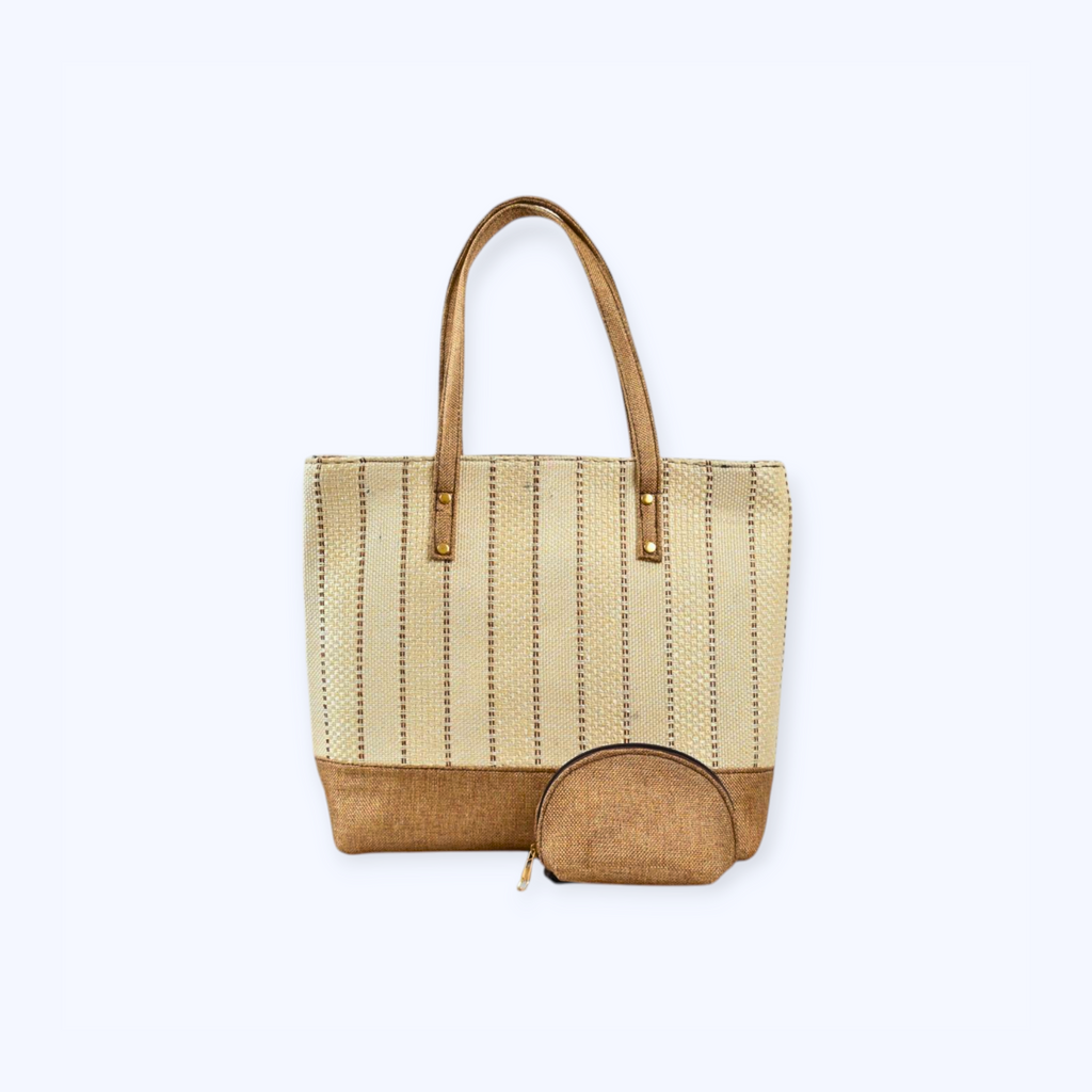 Stylish Premium Jute Shoulder Bags With Coin Pouch