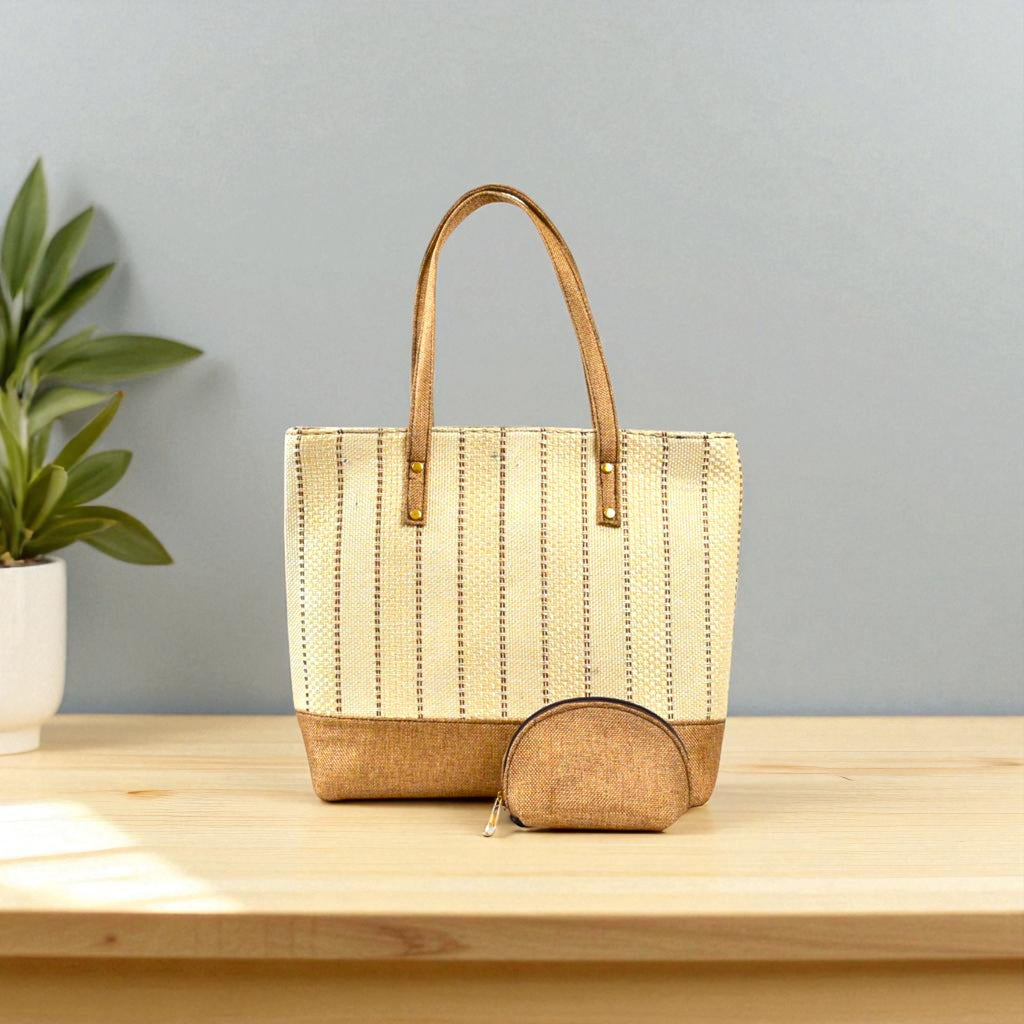 Stylish Premium Jute Shoulder Bags With Coin Pouch