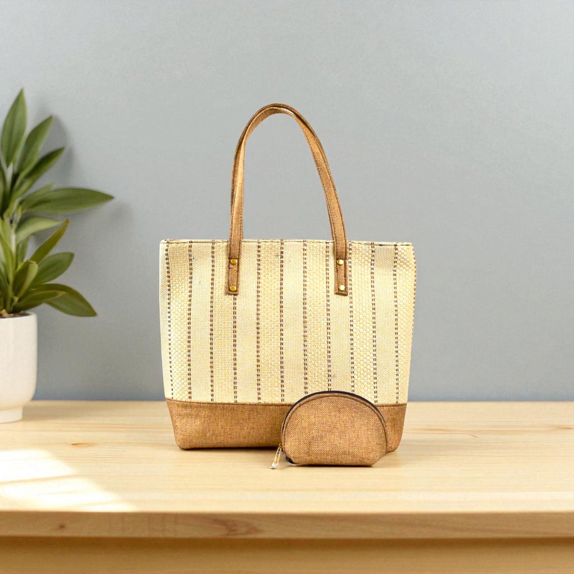 Stylish Premium Jute Shoulder Bags With Coin Pouch