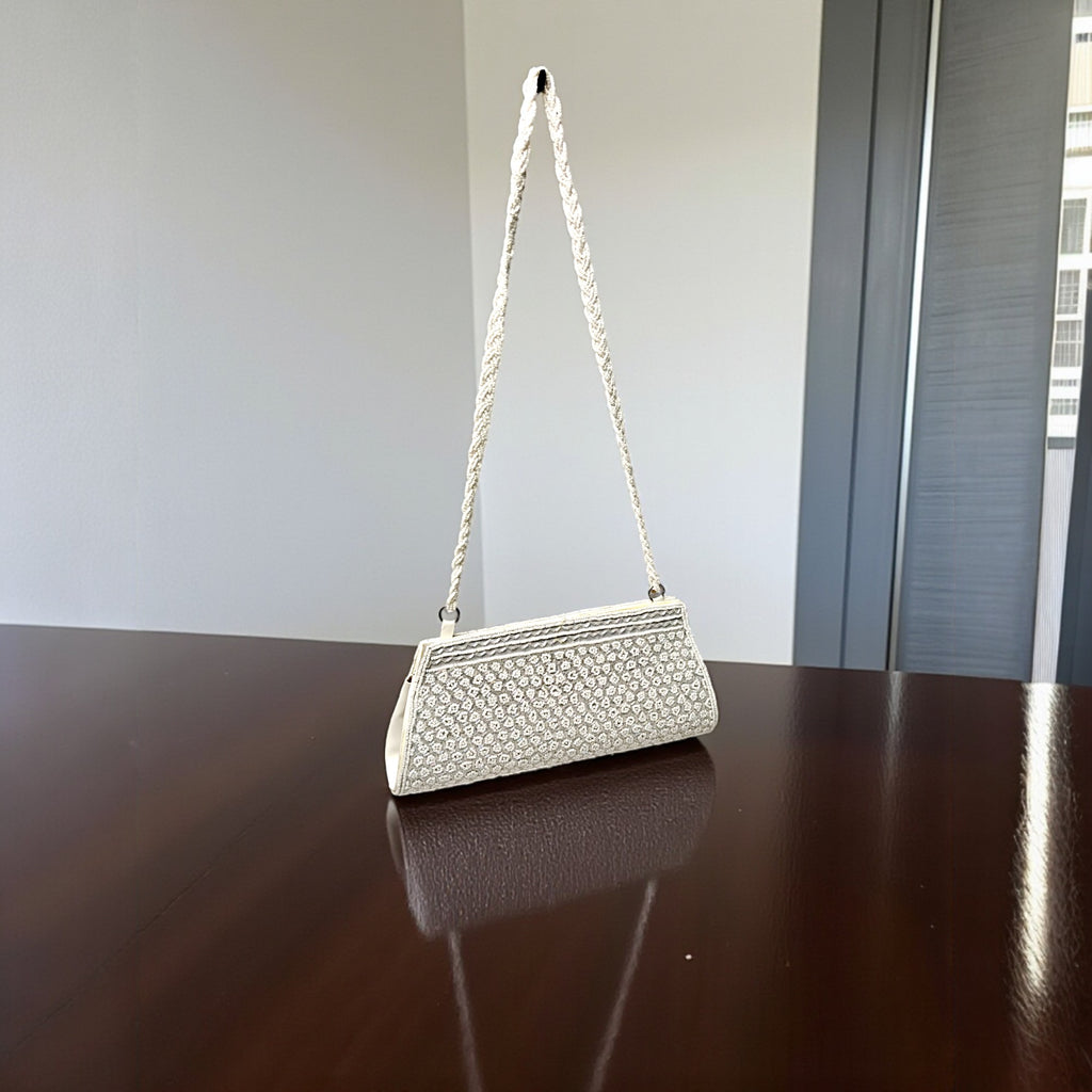Beautiful Handmade Party-Bead Clutch with Sling Belt