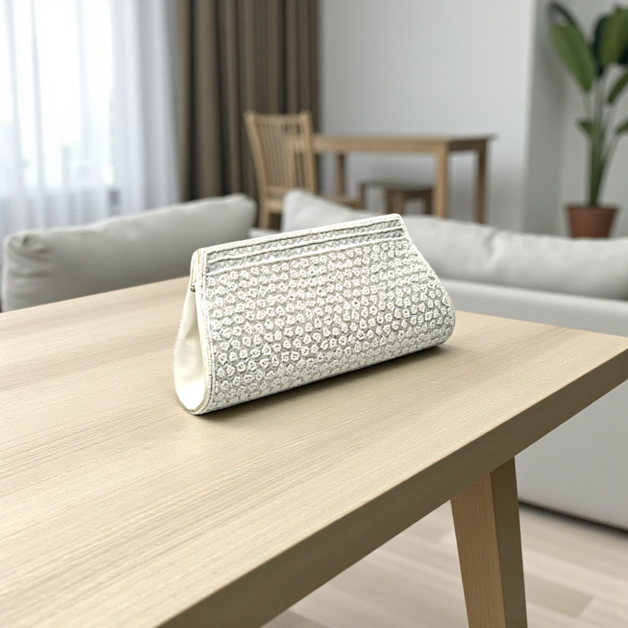 Beautiful Handmade Party-Bead Clutch with Sling Belt