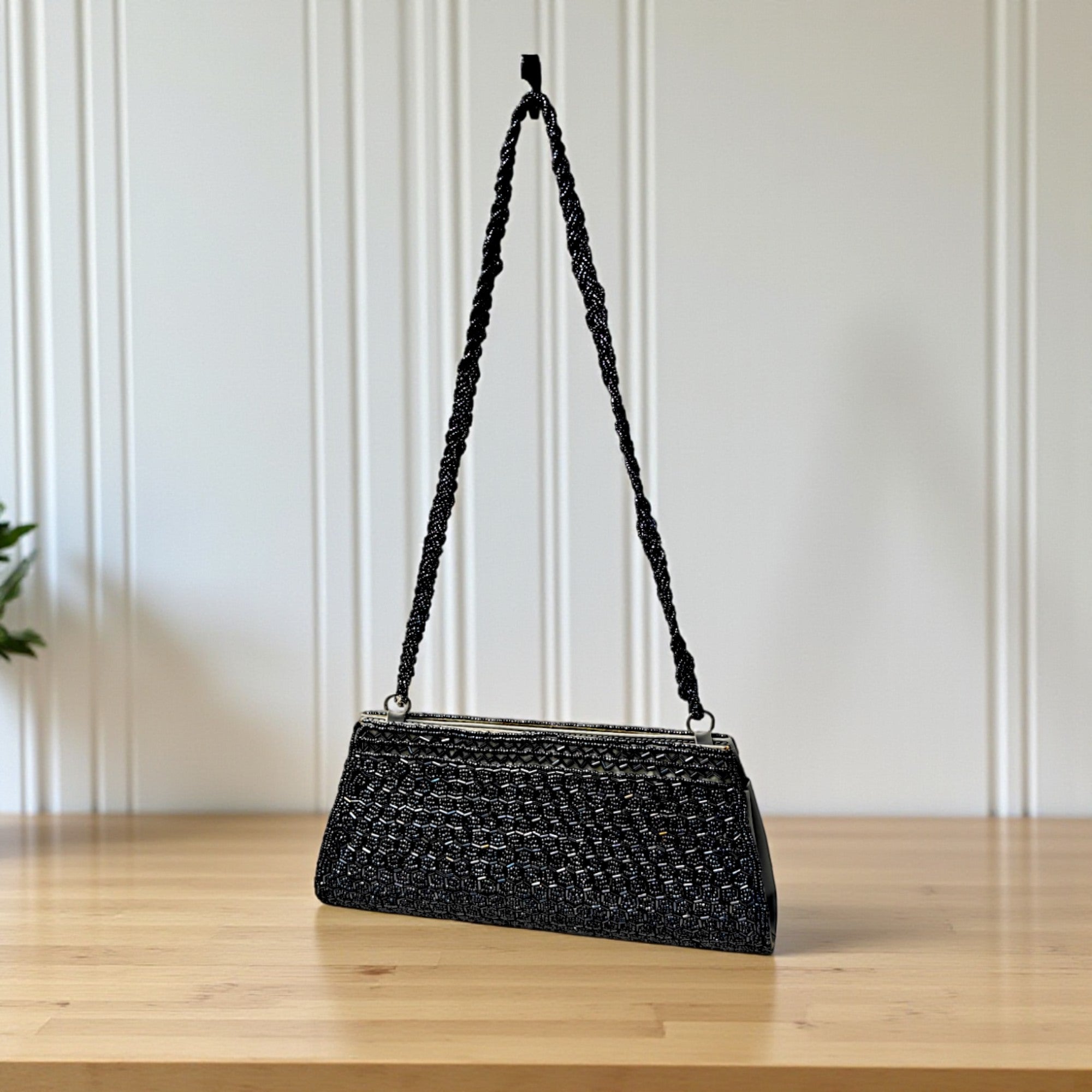 Beautiful Handmade Party-Bead Clutch with Sling Belt