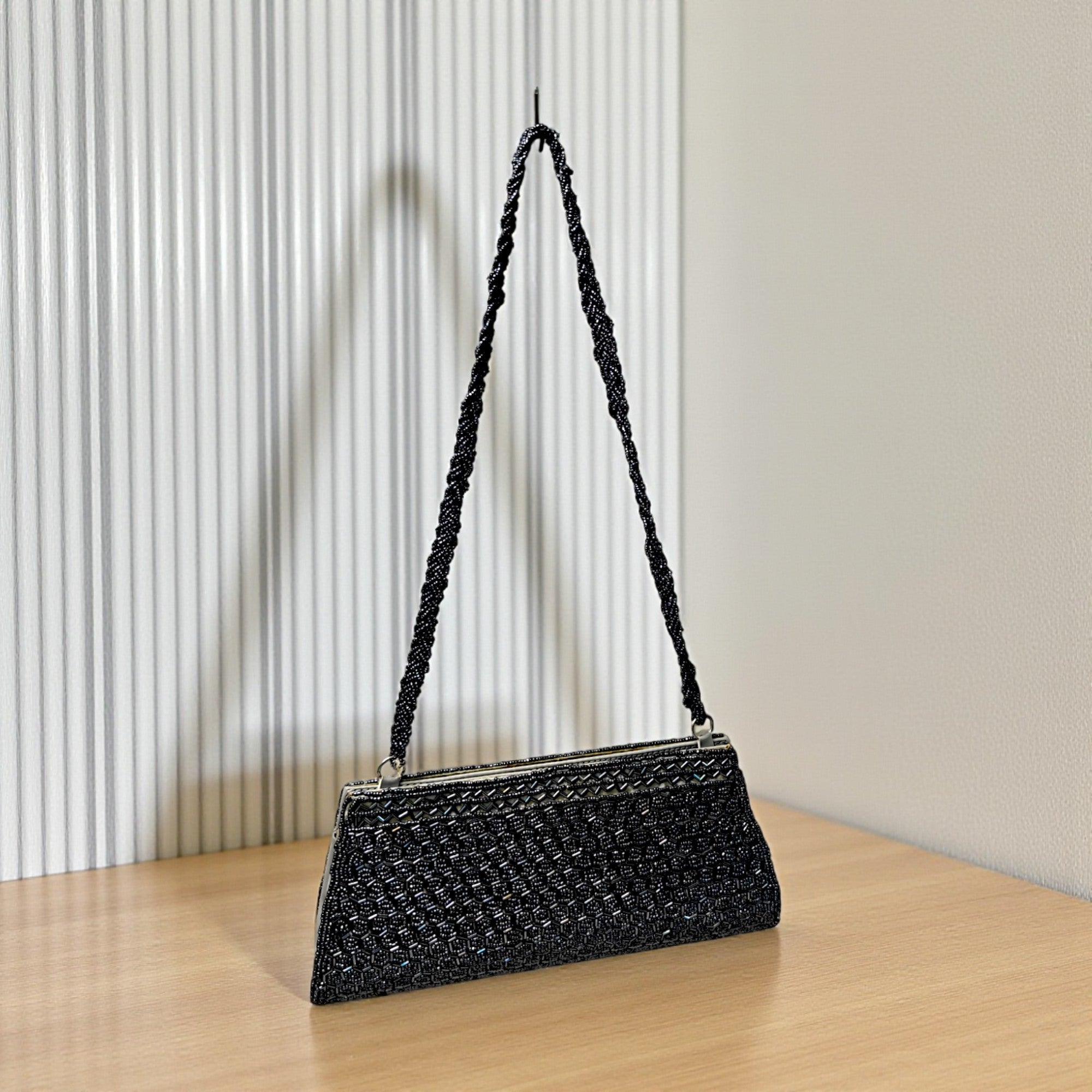 Beautiful Handmade Party-Bead Clutch with Sling Belt