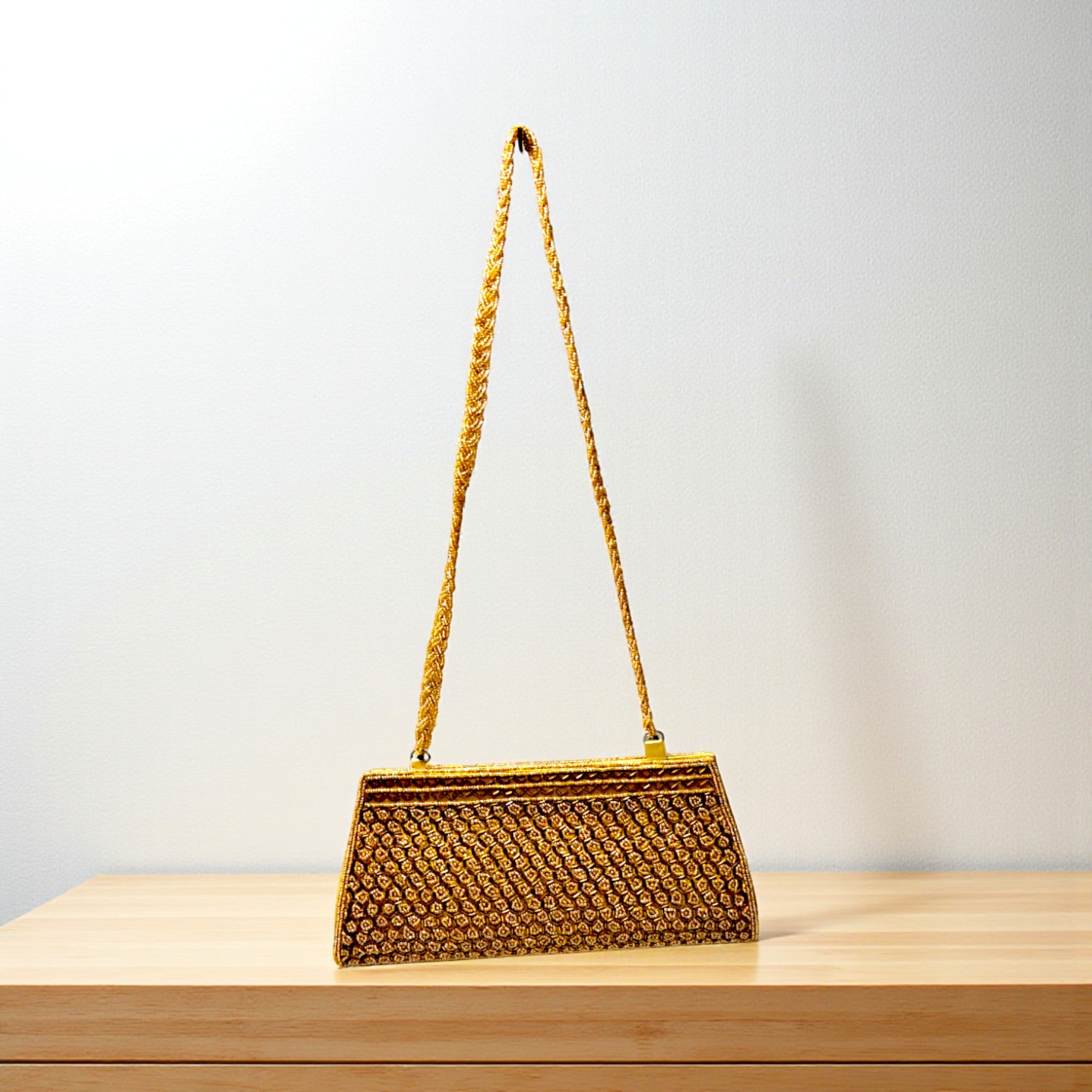 Beautiful Handmade Party-Bead Clutch with Sling Belt