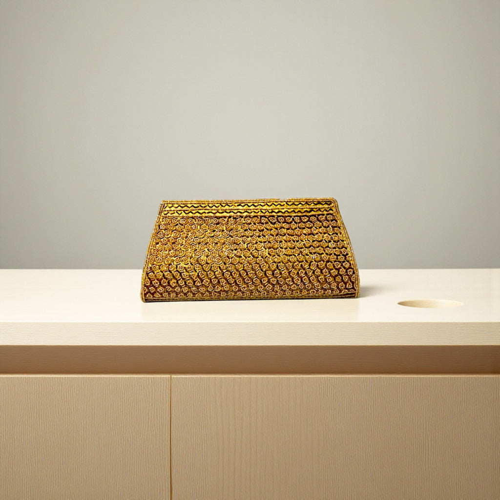 Beautiful Handmade Party-Bead Clutch with Sling Belt