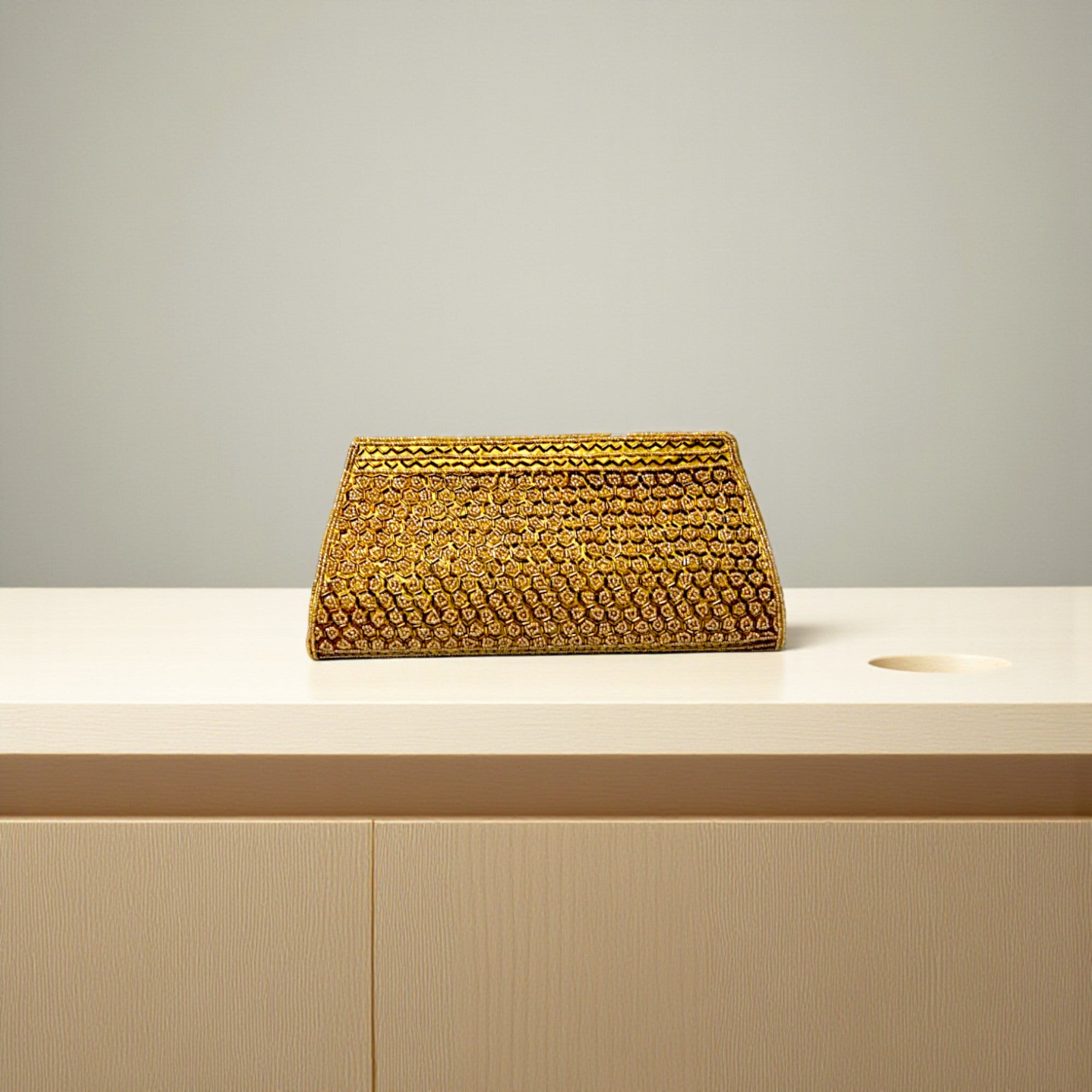 Beautiful Handmade Party-Bead Clutch with Sling Belt