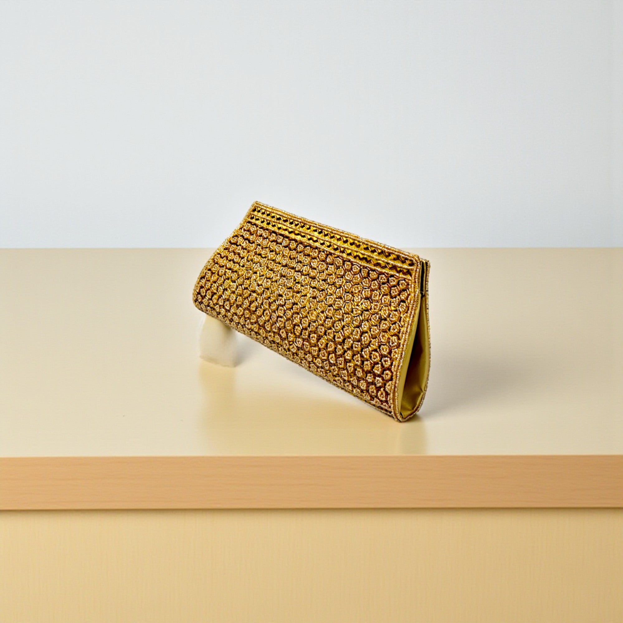 Beautiful Handmade Party-Bead Clutch with Sling Belt