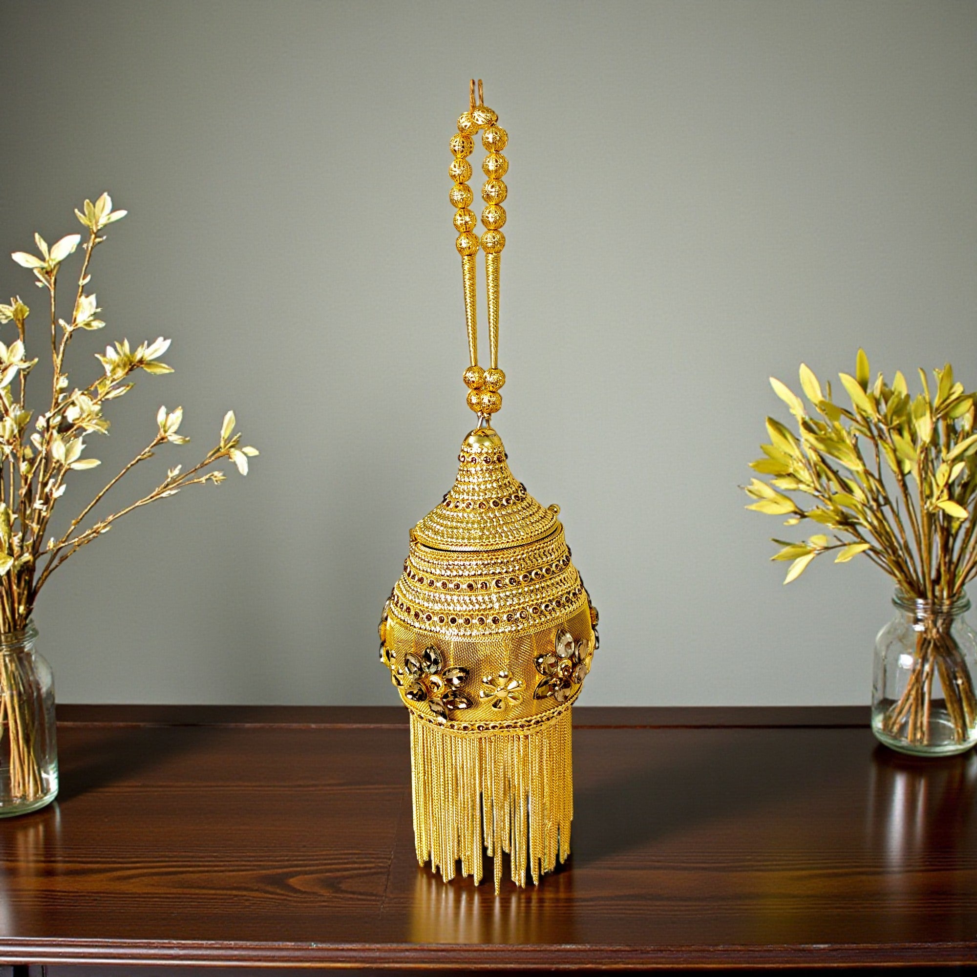 Royal Gold Embellished Bridal Potli with Tassel