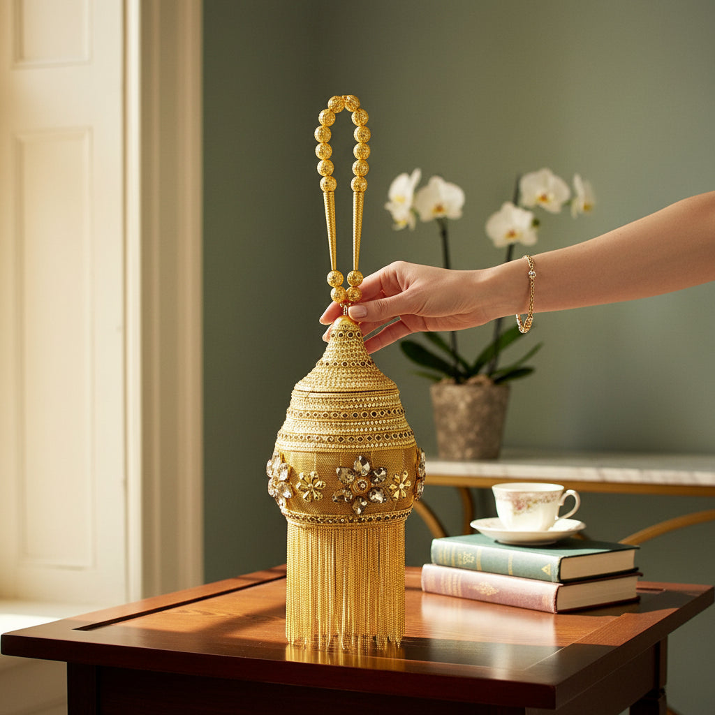 Royal Gold Embellished Bridal Potli with Tassel