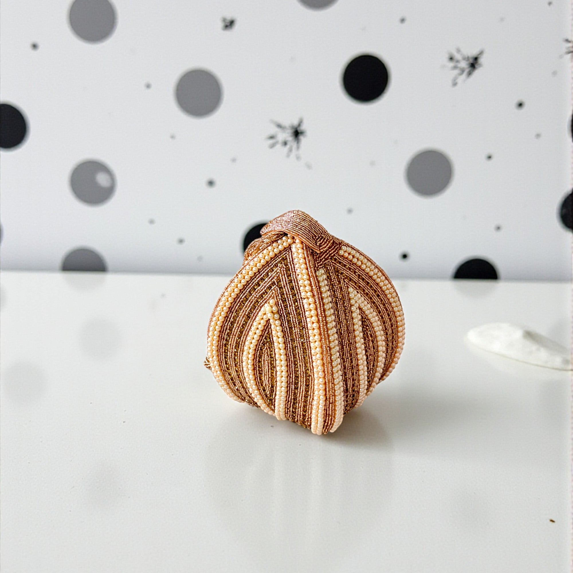 Designer Gold Beaded Potli Clutch – Bridal & Festive Party Bag