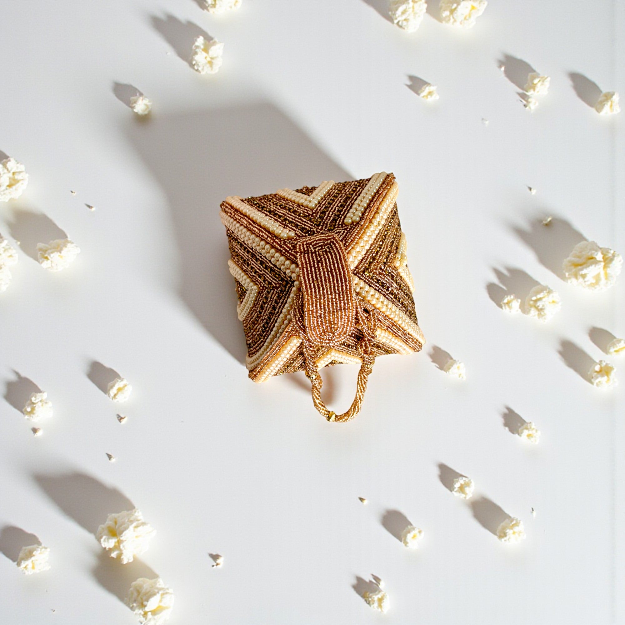 Designer Gold Beaded Potli Clutch – Bridal & Festive Party Bag