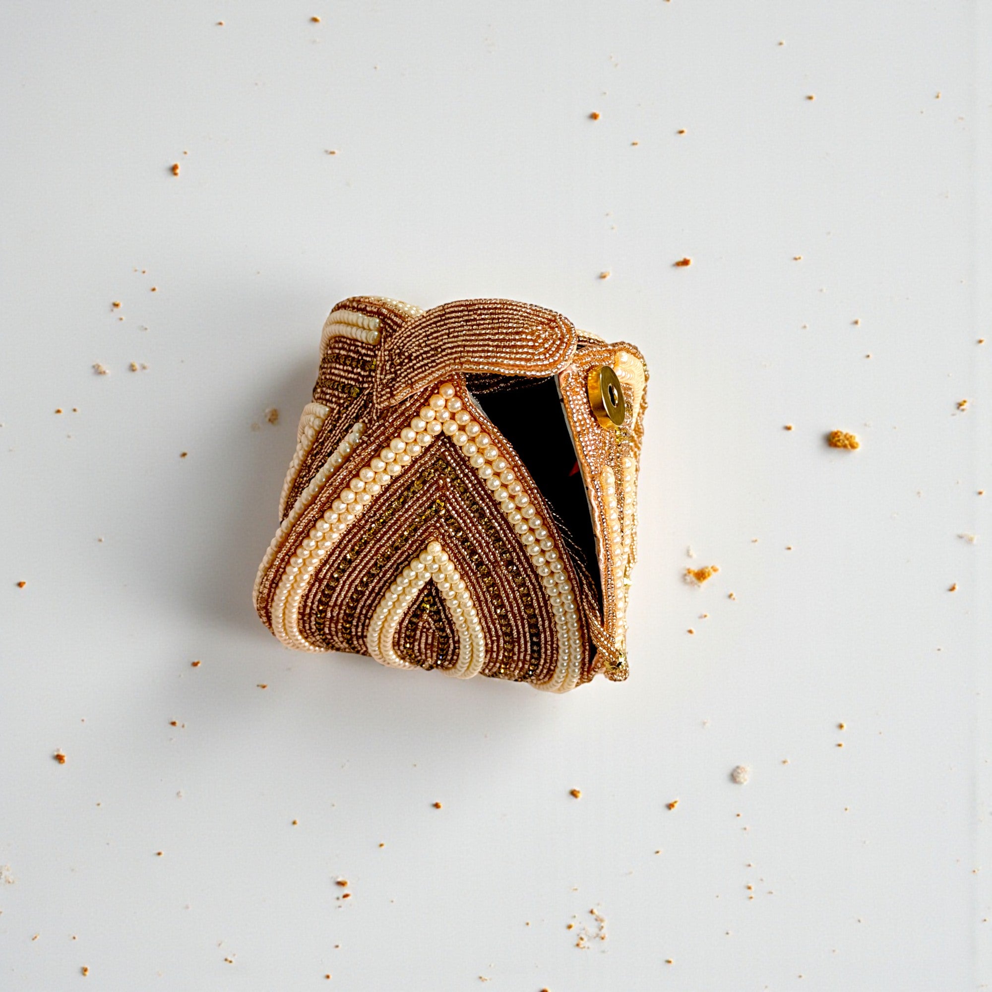 Designer Gold Beaded Potli Clutch – Bridal & Festive Party Bag