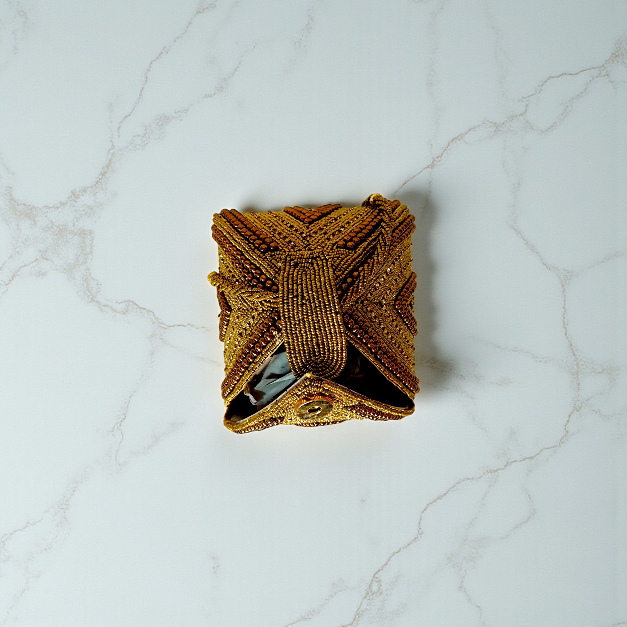 Designer Gold Beaded Potli Bridal Clutch