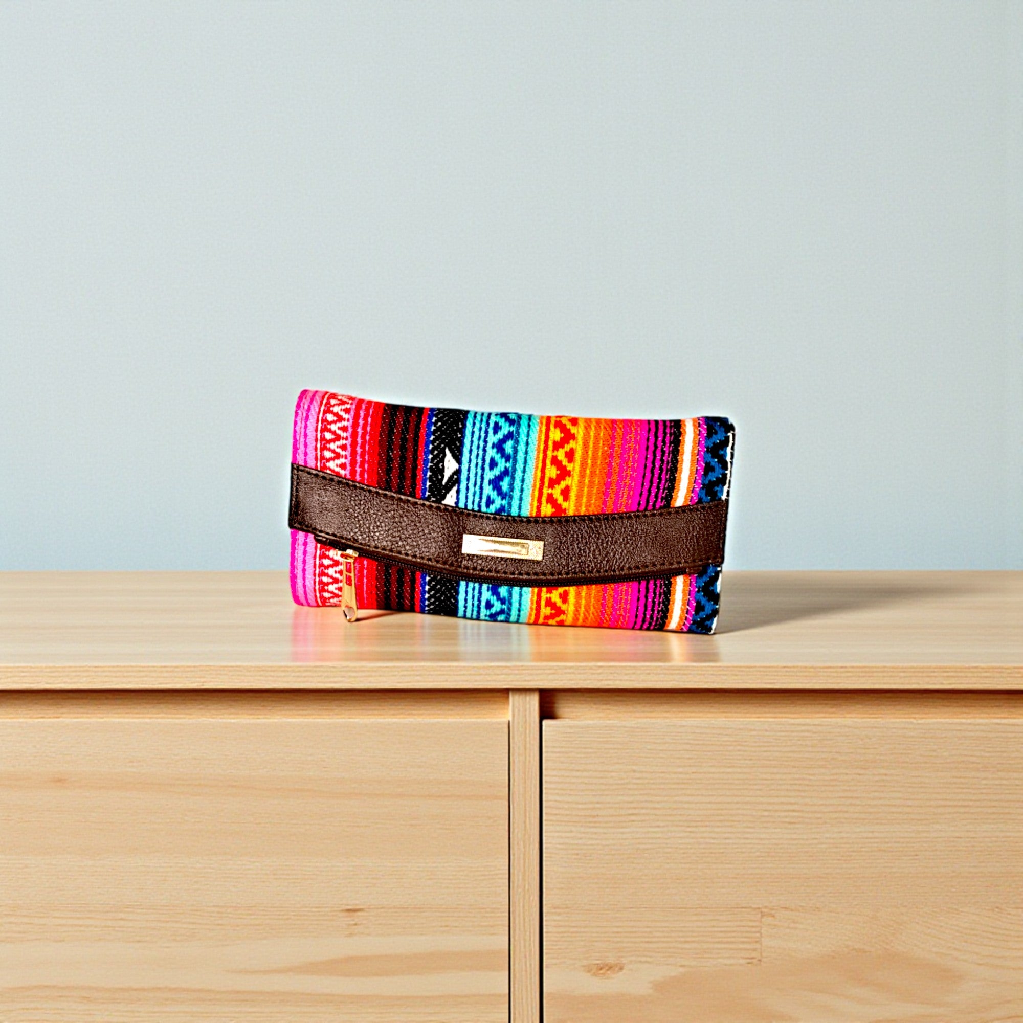 Colorful Ethnic Fabric Clutch Wallet for Women