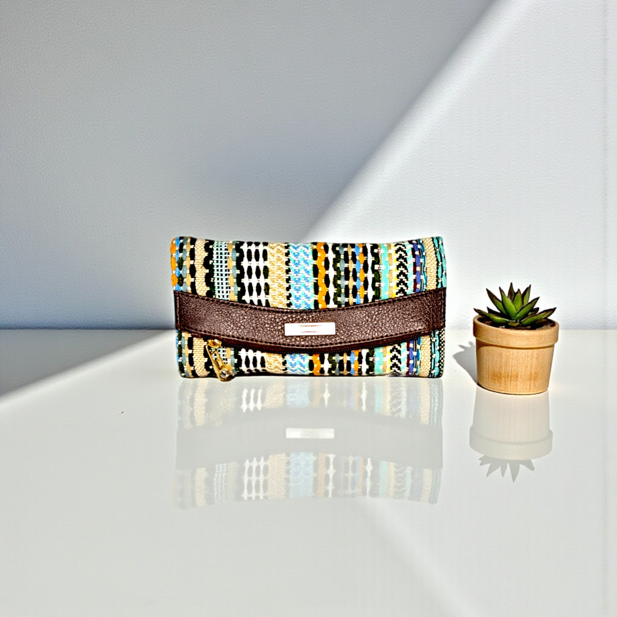 Colorful Ethnic Fabric Clutch Wallet for Women