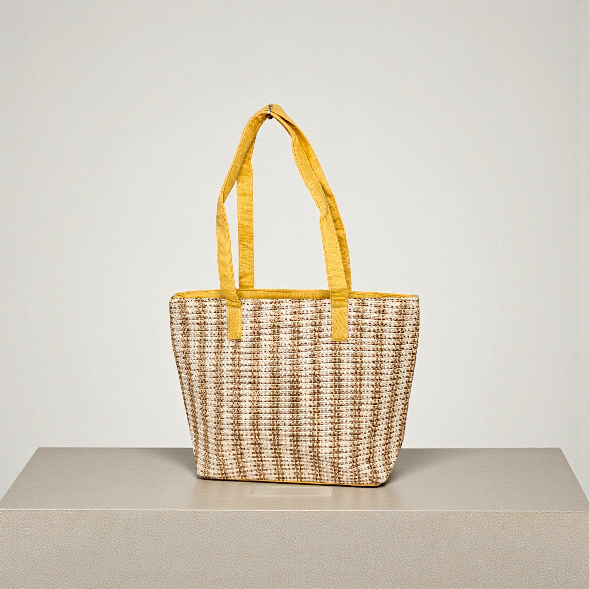 Yellow Printed Handcrafted Tote Bag