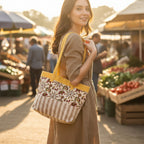 Yellow Printed Handcrafted Tote Bag