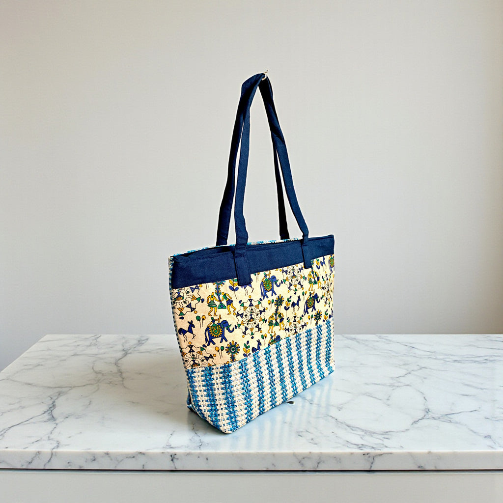 Yellow Printed Handcrafted Tote Bag