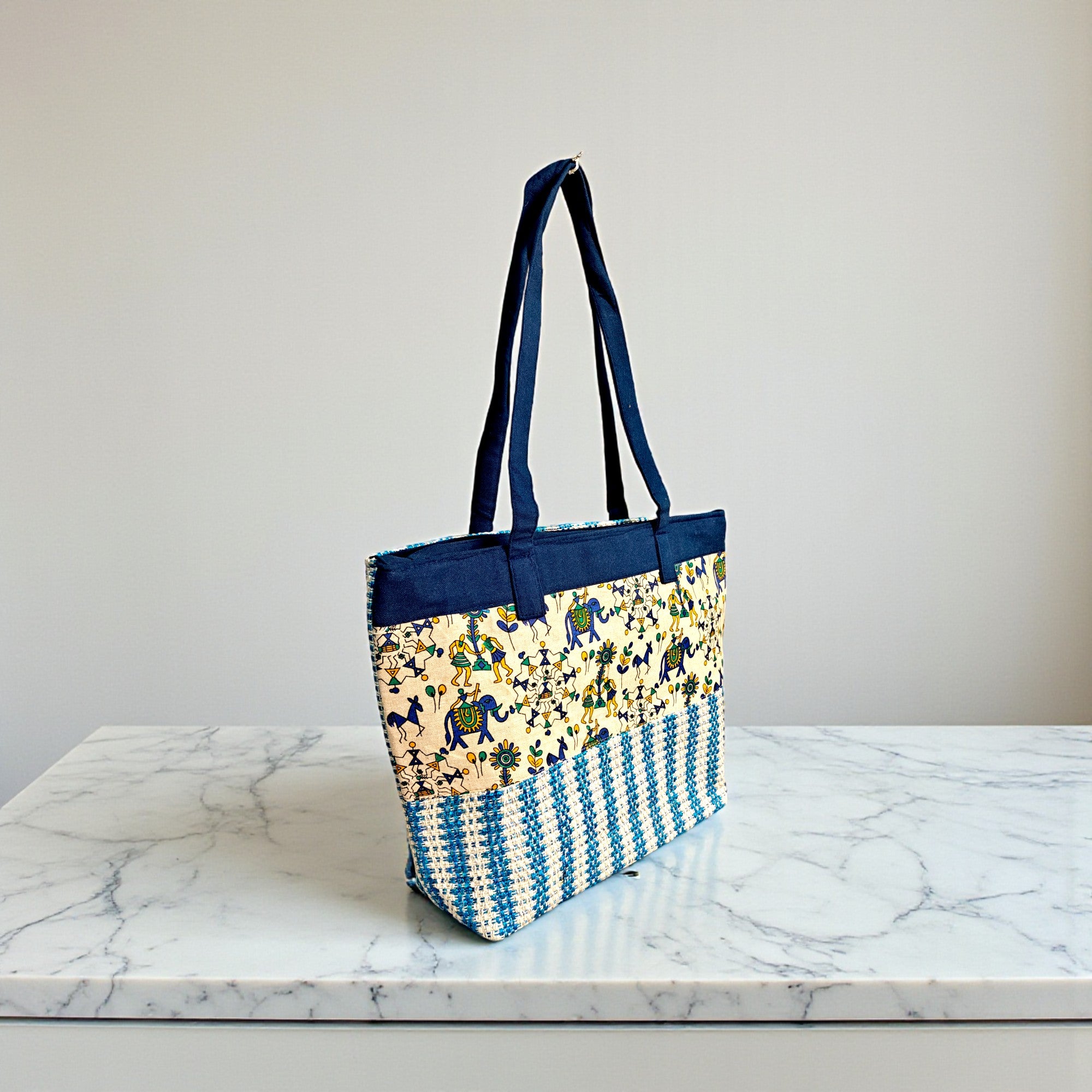 Yellow Printed Handcrafted Tote Bag