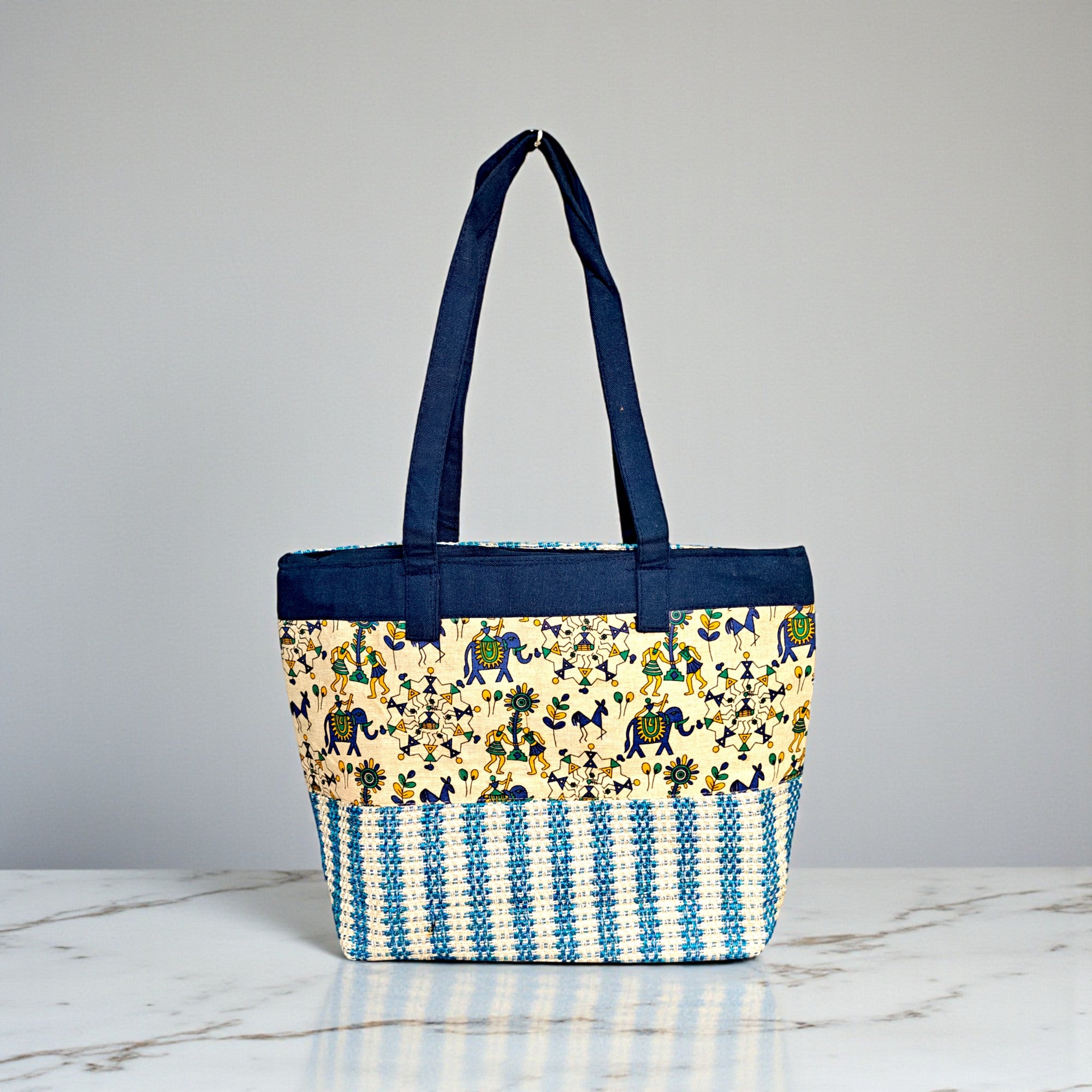Yellow Printed Handcrafted Tote Bag