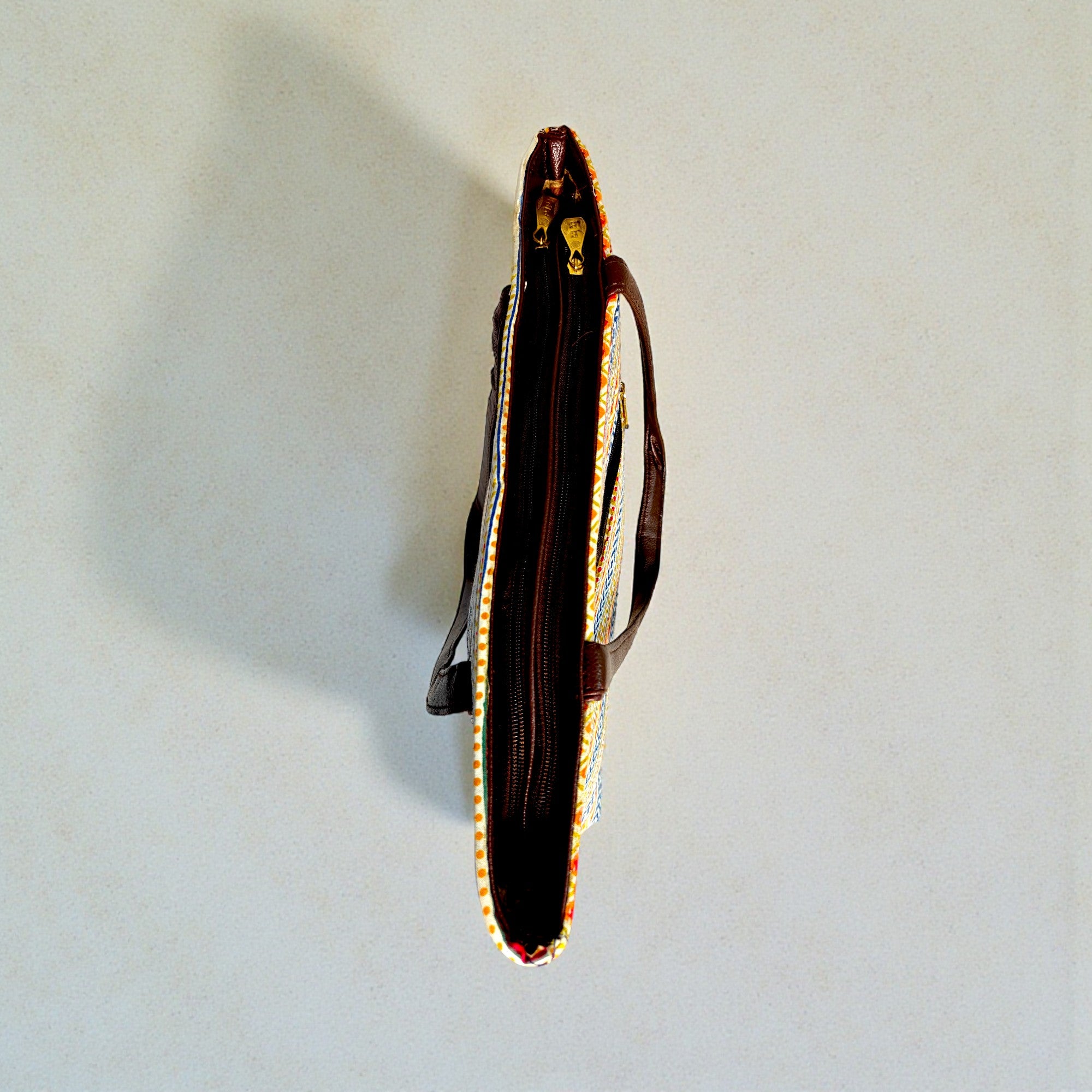 Multicolor Tribal Print Tote Bag with PU Leather Handles