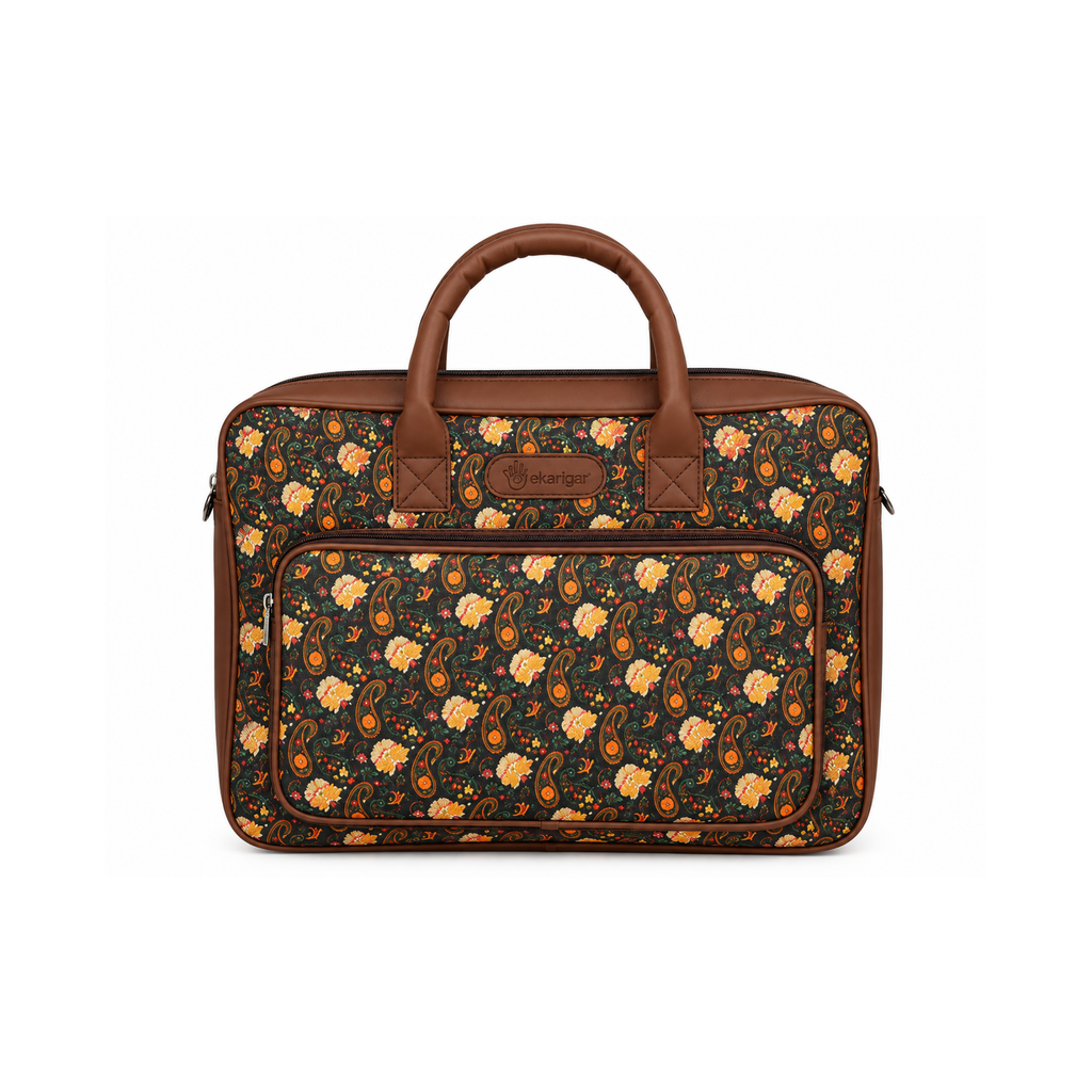 Kalamkari Inspired Printed Laptop Bag
