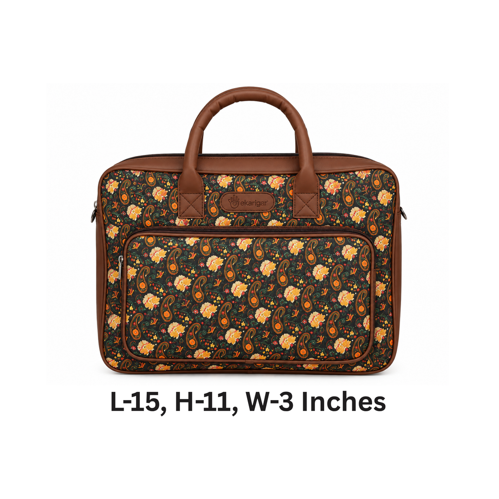 Kalamkari Inspired Printed Laptop Bag