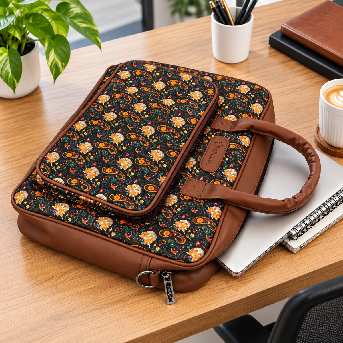 Kalamkari Inspired Printed Laptop Bag