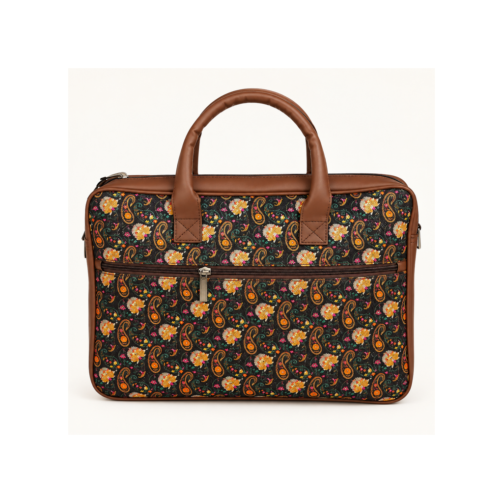 Kalamkari Inspired Printed Laptop Bag