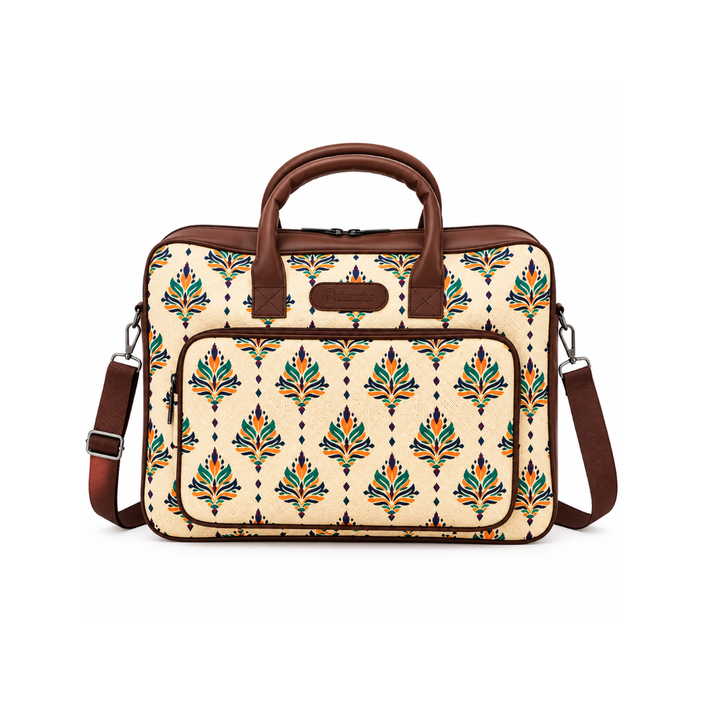 Kalamkari Inspired Printed Laptop Bag