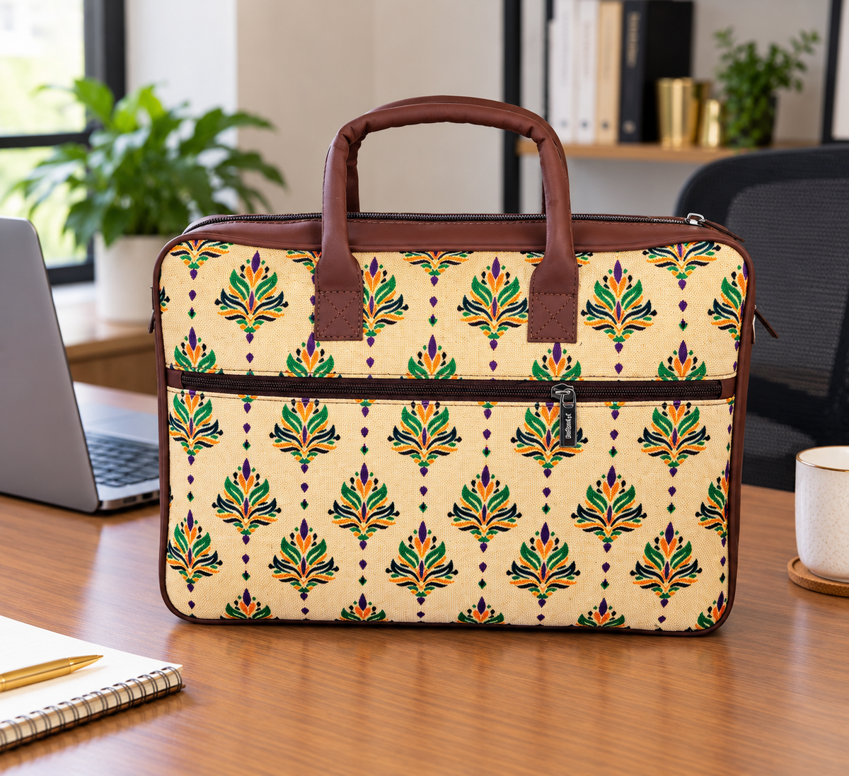 Kalamkari Inspired Printed Laptop Bag