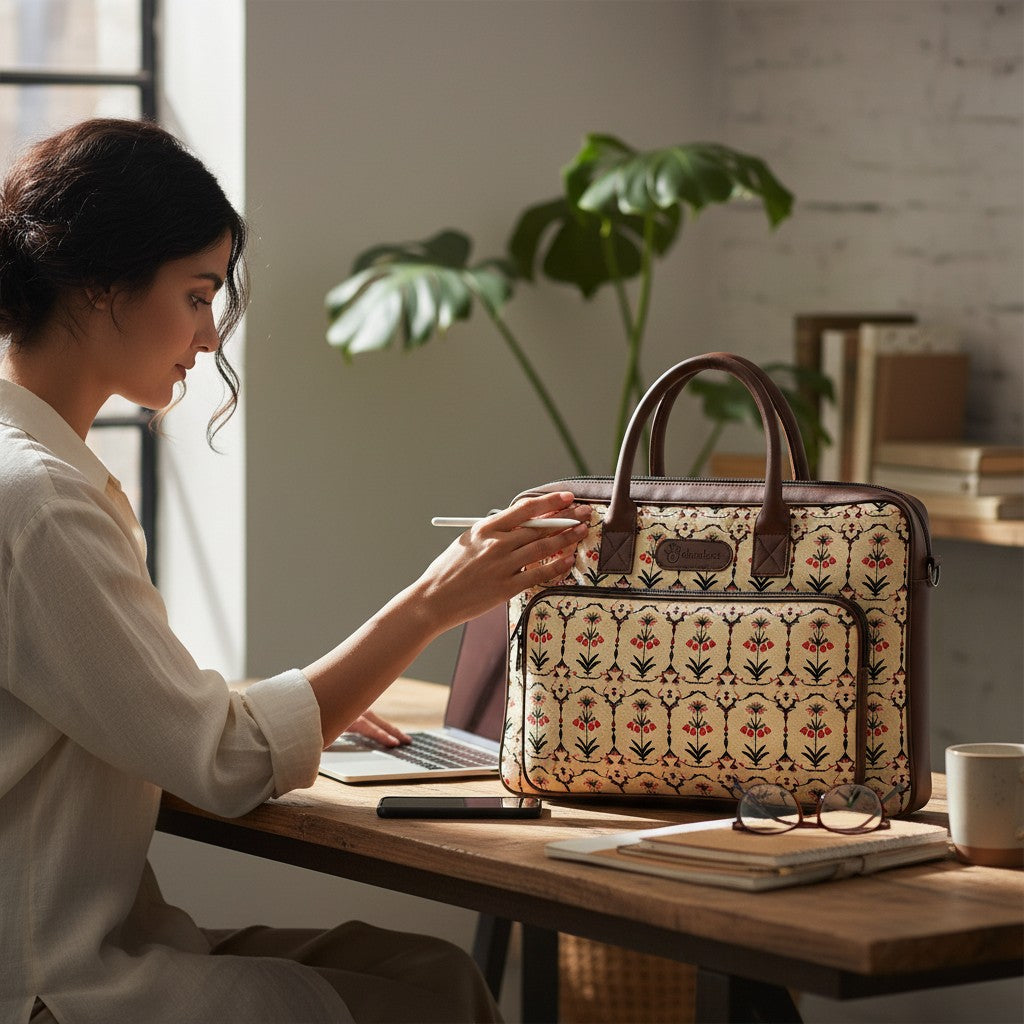 Ethnic Printed Laptop Bag for Women