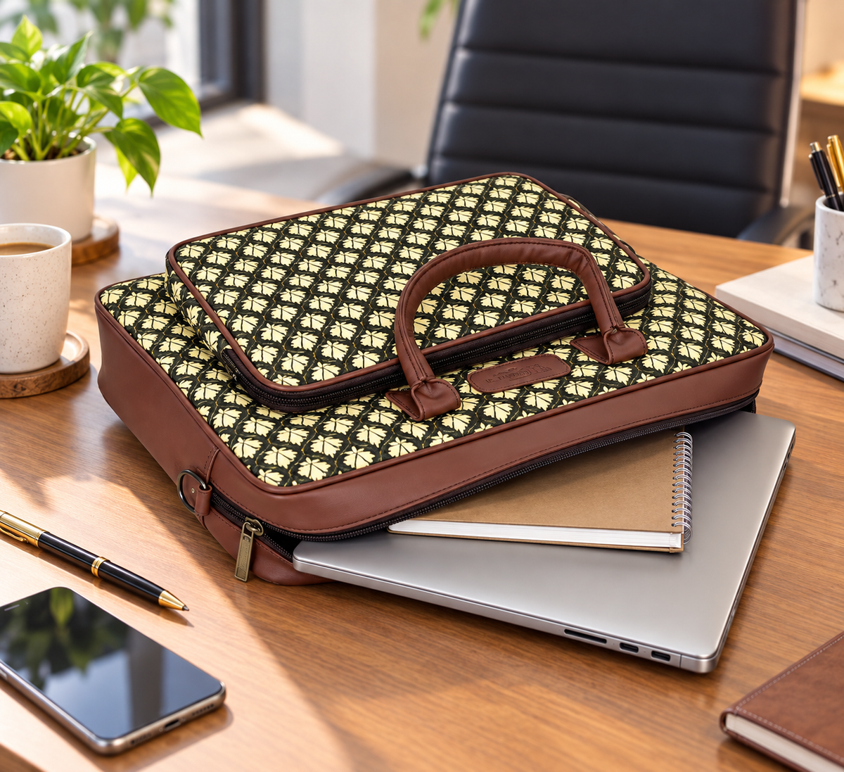Bidri Printed Laptop Bag for Women