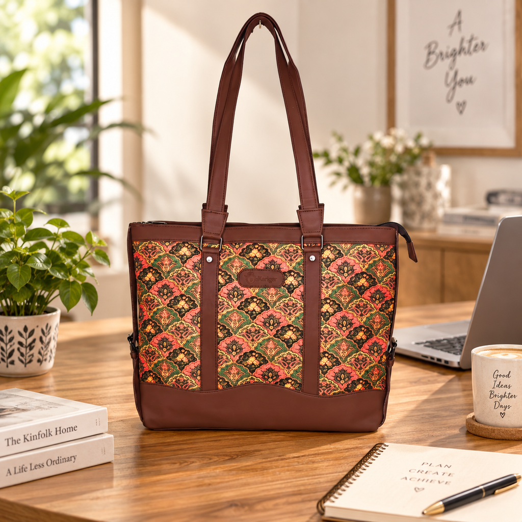Printed Women’s Office Tote Bag – Bagru Design
