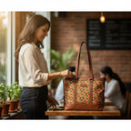 Printed Women’s Office Tote Bag – Bagru Design