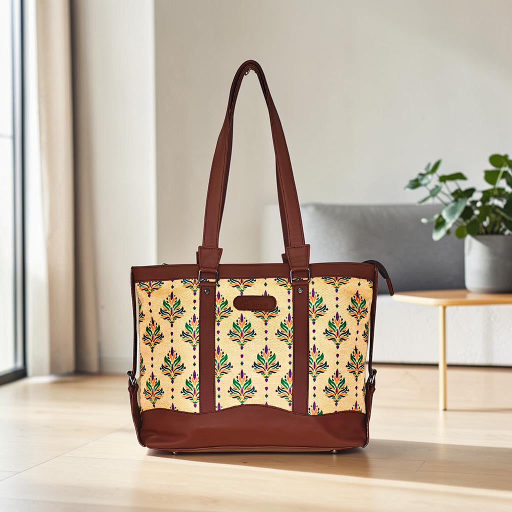 Printed Women’s Office Tote Bag – Bagru Design