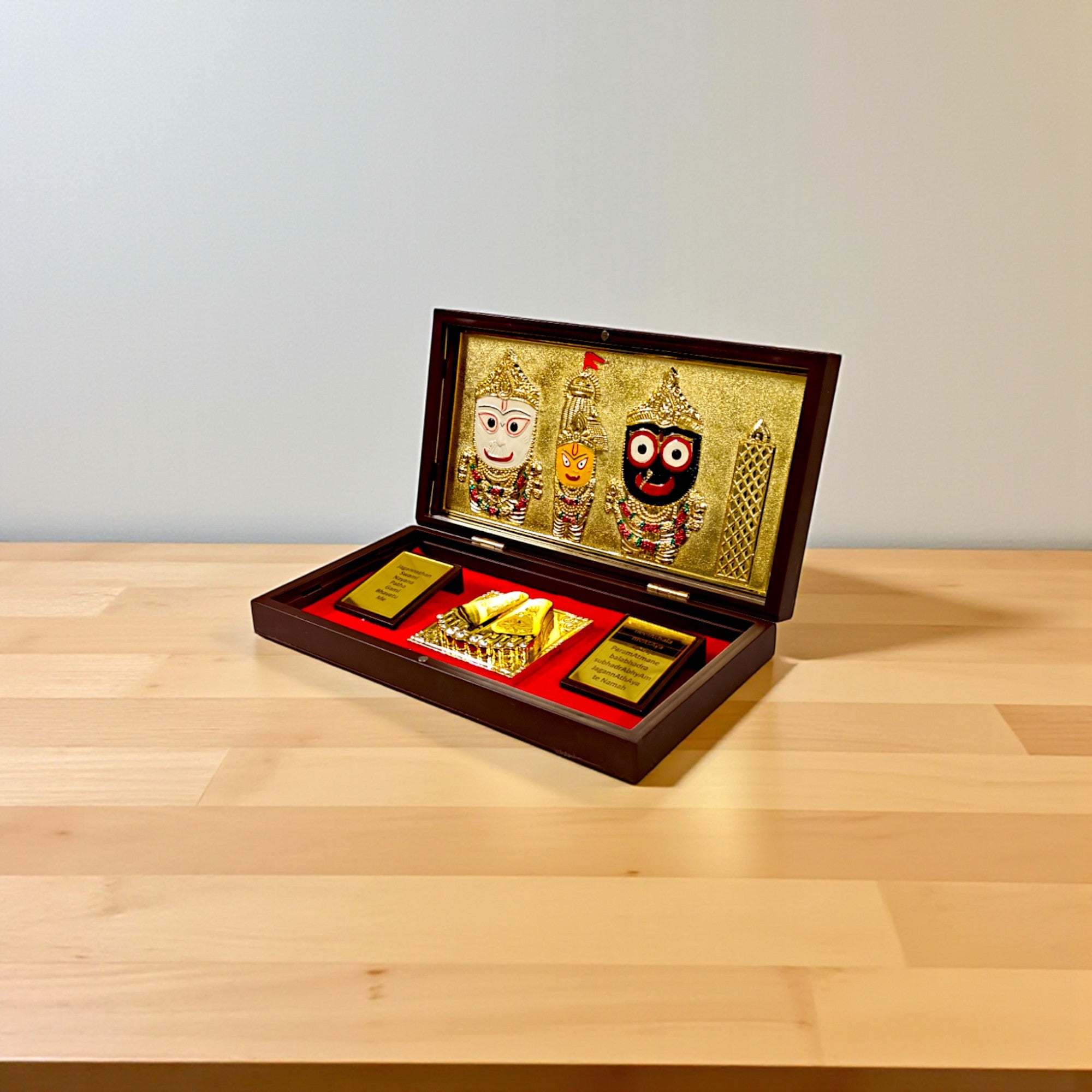 Gold-Silver Plated Jagannath, Balabhadra and Subhadra Charan Paduka