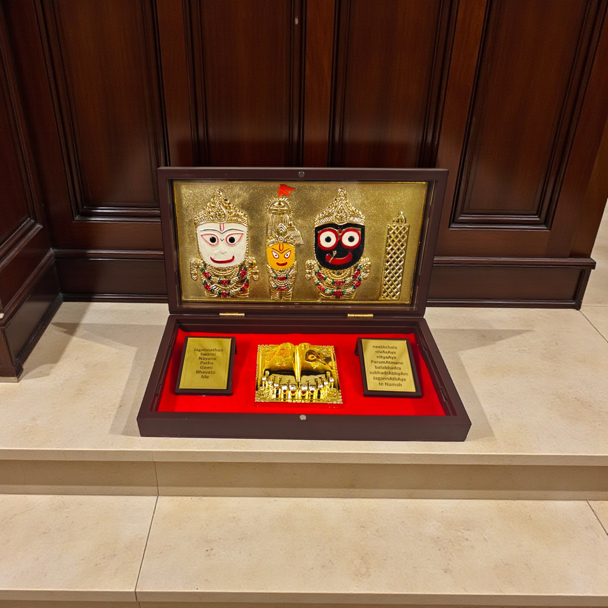 Gold-Silver Plated Jagannath, Balabhadra and Subhadra Charan Paduka