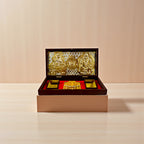 Gold-Silver Plated Laxmi Kuber with Kuber mantra Charan Paduka