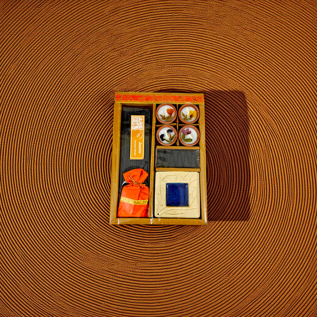 Handmade Candle and Incense Gift Box – Set of 5