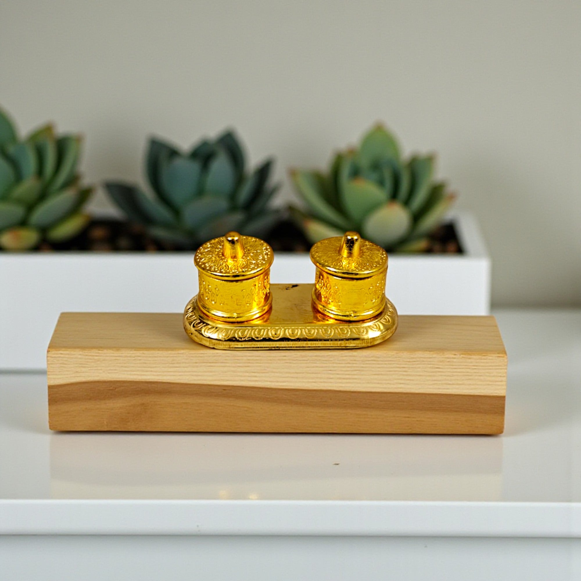 Golden Metal Kumkum Holder/Kumkum Box for Gifting and Pooja