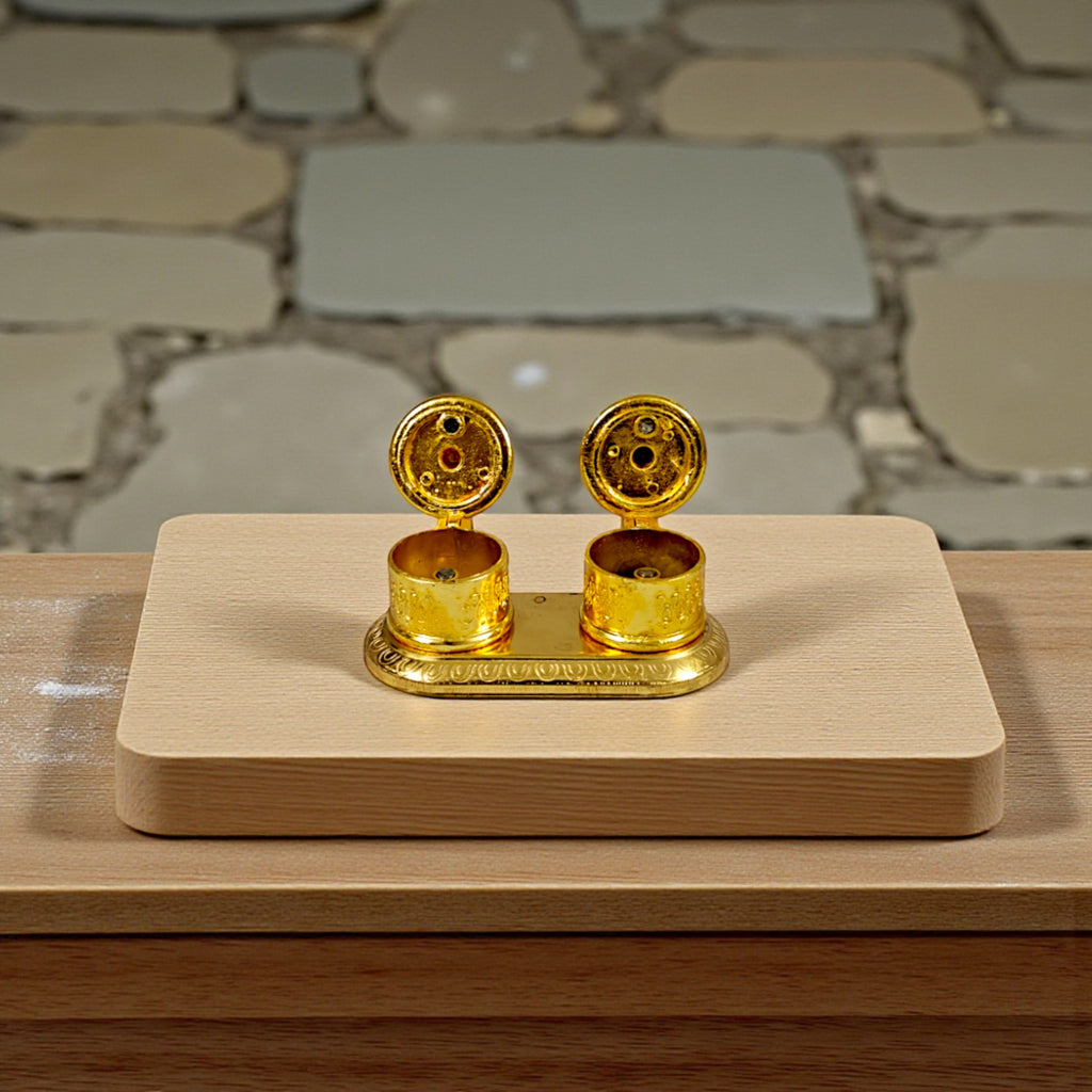 Golden Metal Kumkum Holder/Kumkum Box for Gifting and Pooja