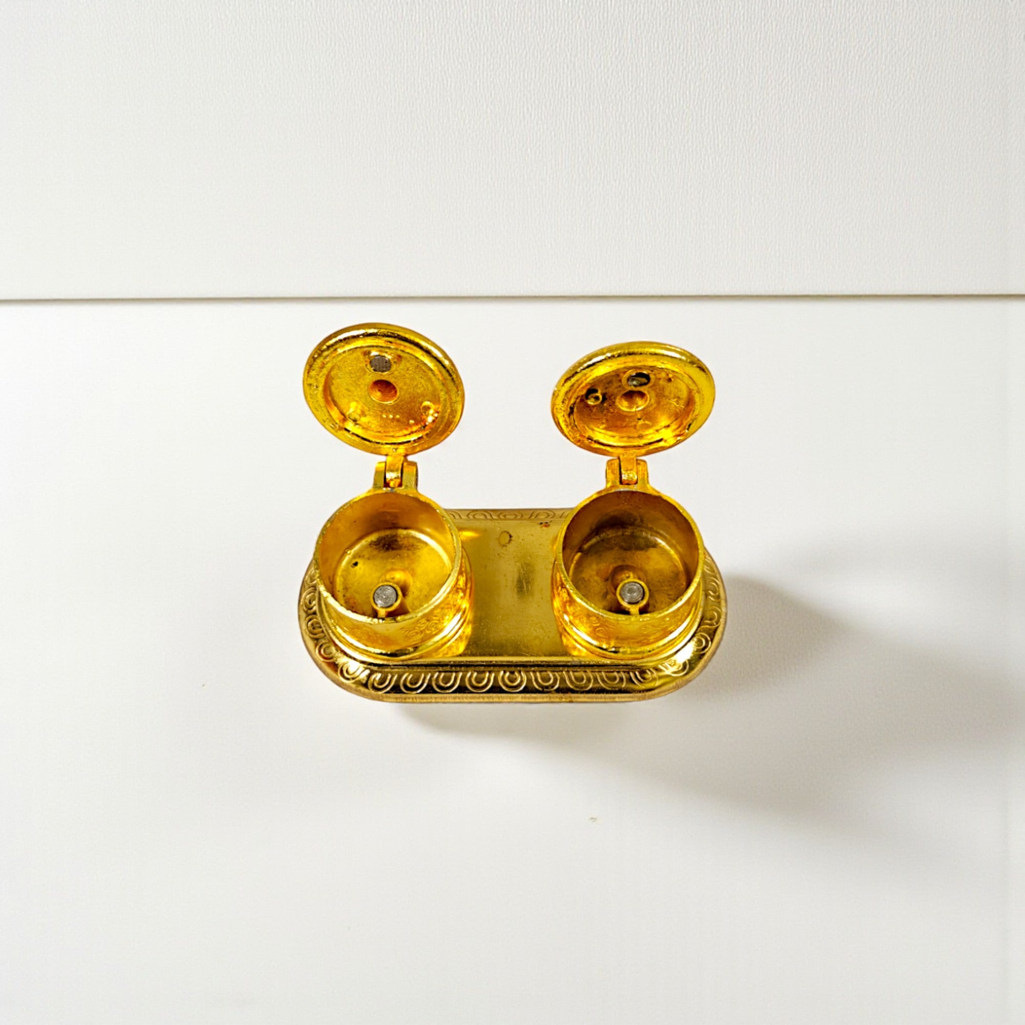 Golden Metal Kumkum Holder/Kumkum Box for Gifting and Pooja