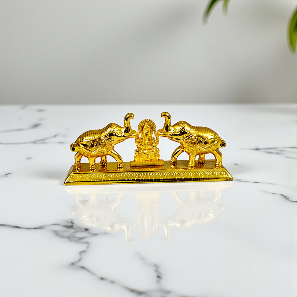 Golden Metal Kumkum Elephant shape Holder/Kumkum Box for Gifting and Pooja