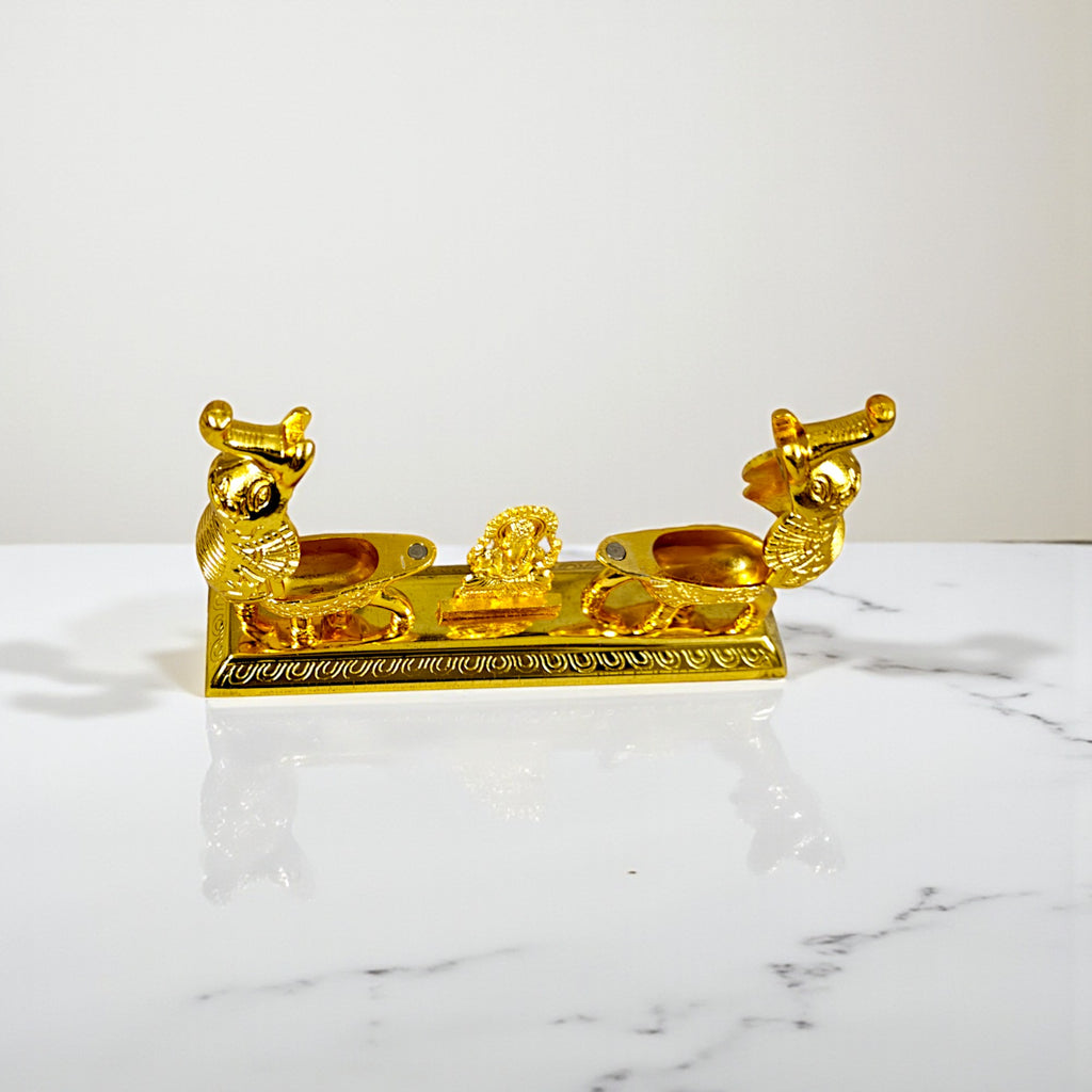 Golden Metal Kumkum Elephant shape Holder/Kumkum Box for Gifting and Pooja