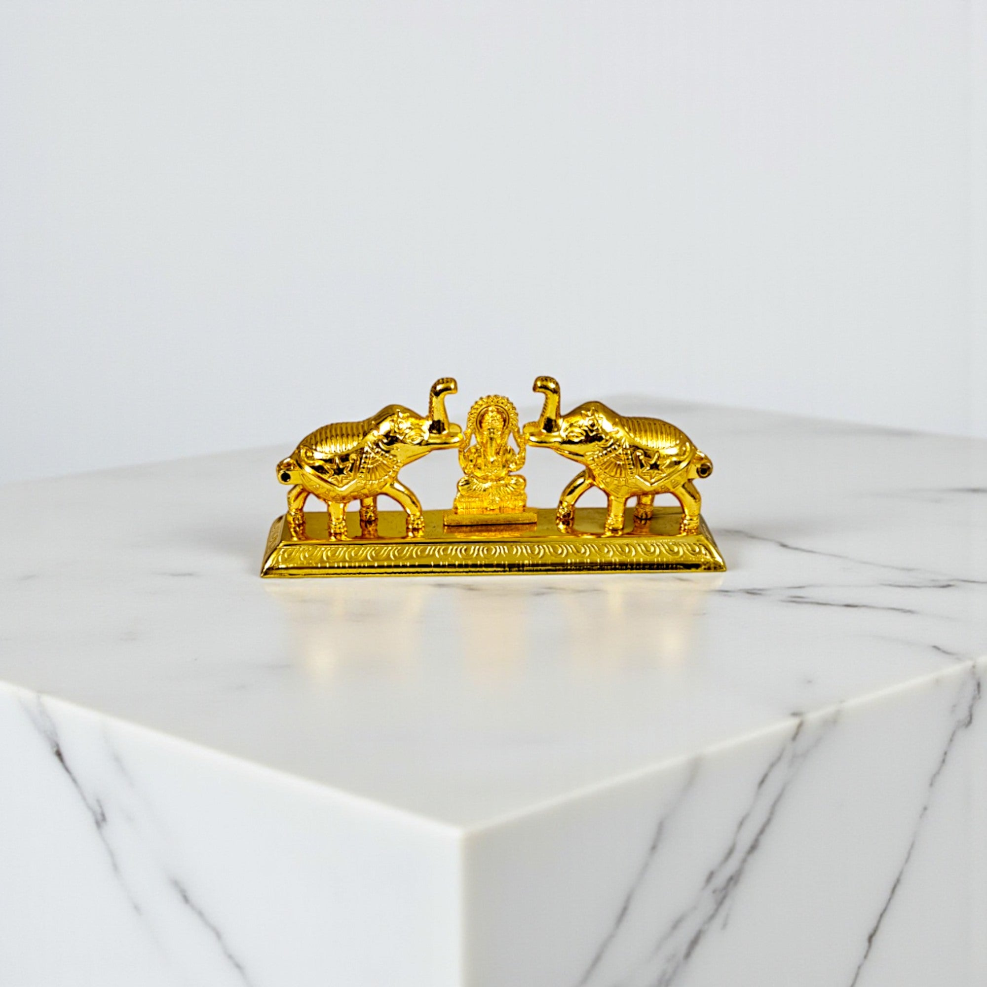 Golden Metal Kumkum Elephant shape Holder/Kumkum Box for Gifting and Pooja