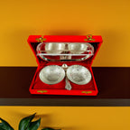 Silver Plated 2 Bowl Set with 2 Spoons & 1 Tray